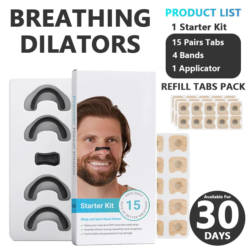 Nasal Breathing Dilators Starter Kit, Magnetic Anti-snoring Strips for Nose, Improve Sleep Quality Snoring Solution for Men