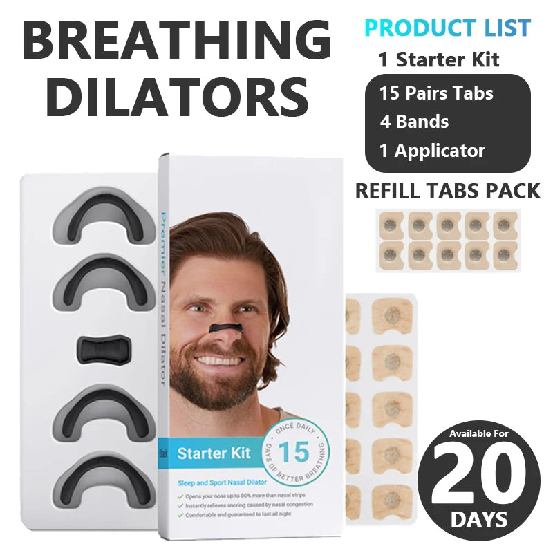 Nasal Breathing Dilators Starter Kit, Magnetic Anti-snoring Strips for Nose, Improve Sleep Quality Snoring Solution for Men