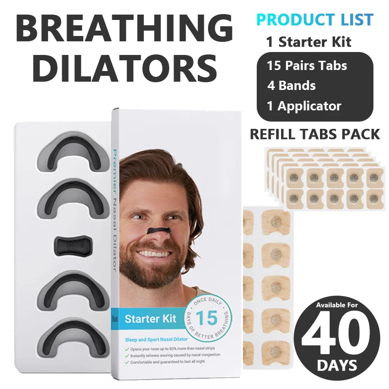 Nasal Breathing Dilators Starter Kit, Magnetic Anti-snoring Strips for Nose, Improve Sleep Quality Snoring Solution for Men