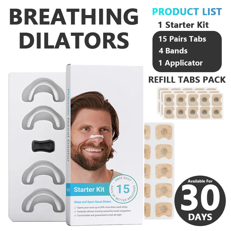 Nasal Breathing Dilators Starter Kit, Magnetic Anti-snoring Strips for Nose, Improve Sleep Quality Snoring Solution for Men